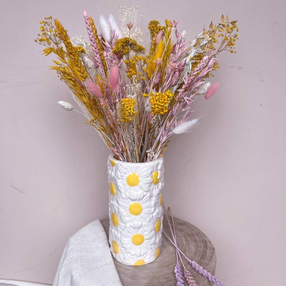 Pastel Yellow And Pink Dried Flower Arrangement | Dried flowers Dried flowers Dried flowers