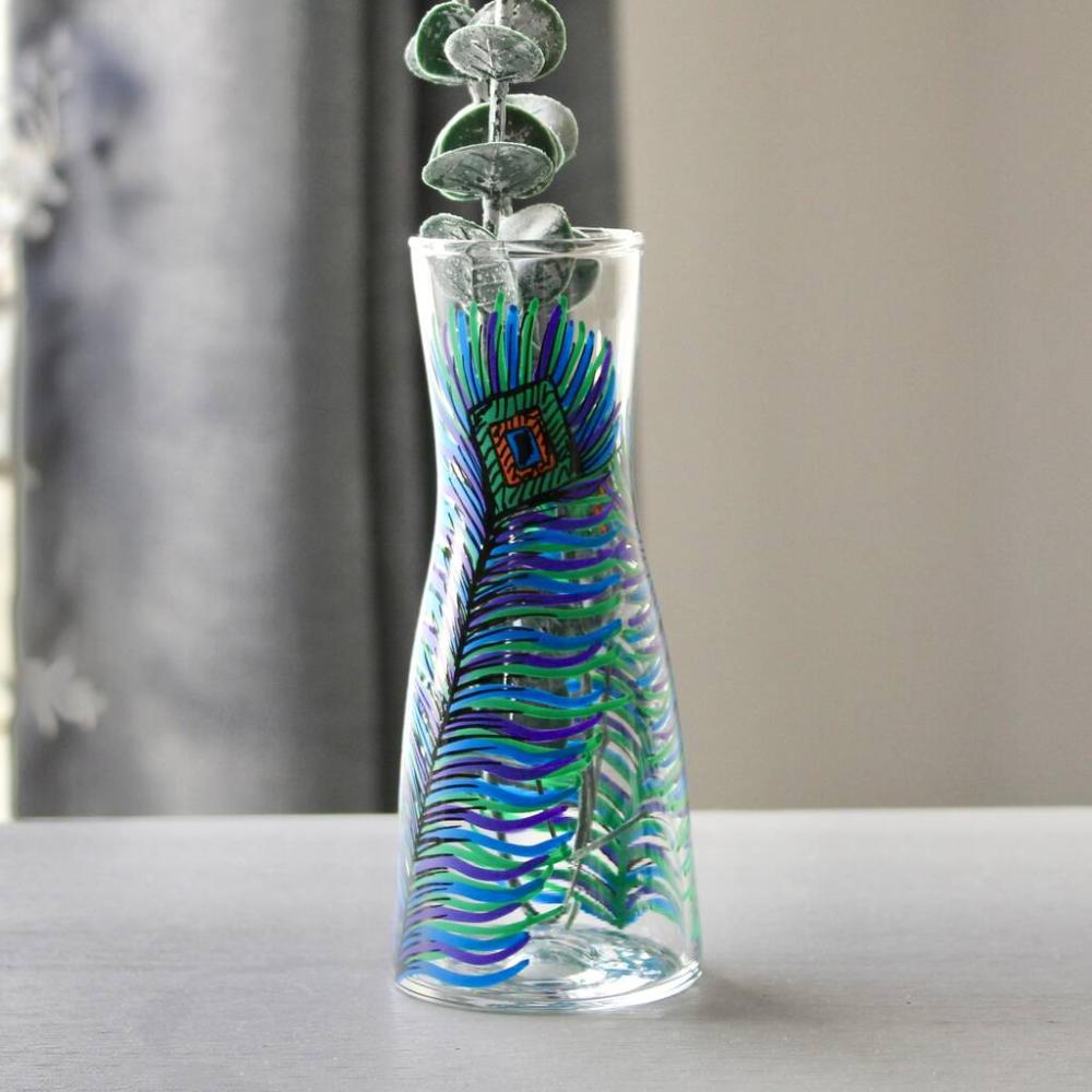 Peacock Feather Hand Painted Bud Vase | Vases Home Accessories Vases