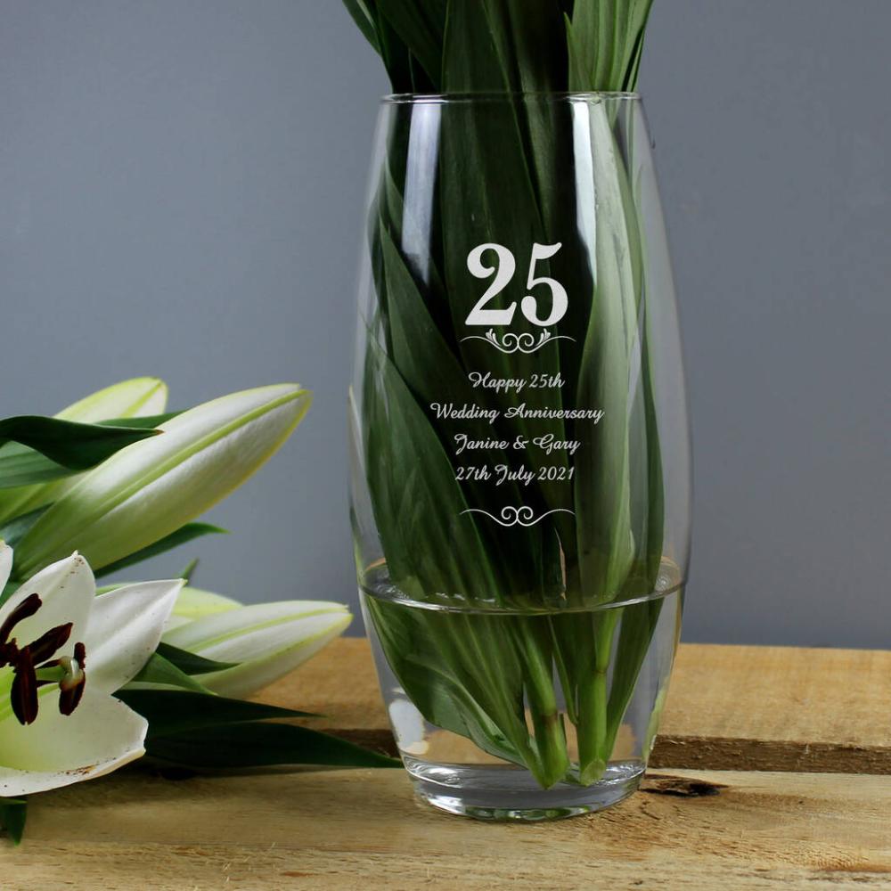 Personalised 25th Anniversary Vase | Vases Home Accessories Vases