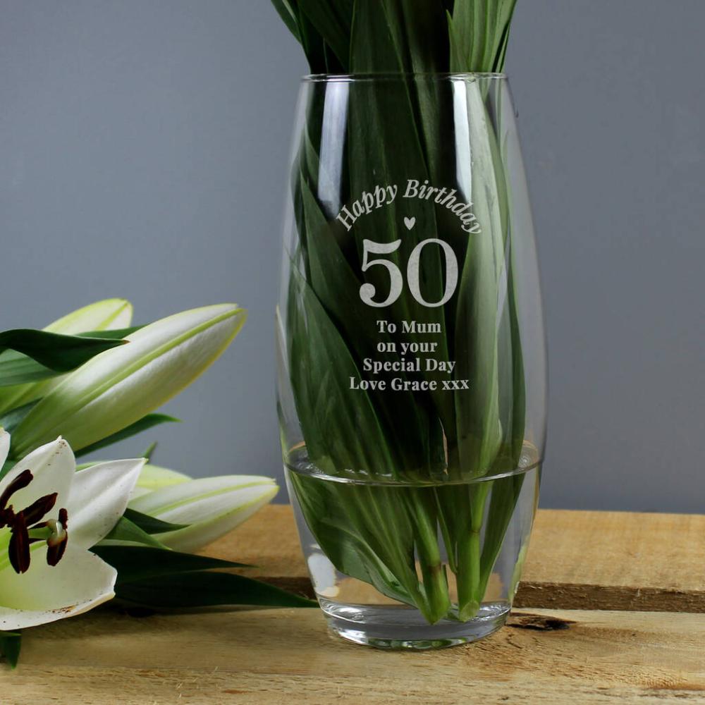 Personalised 50th Birthday Vase Gift | Vases Home Accessories Vases