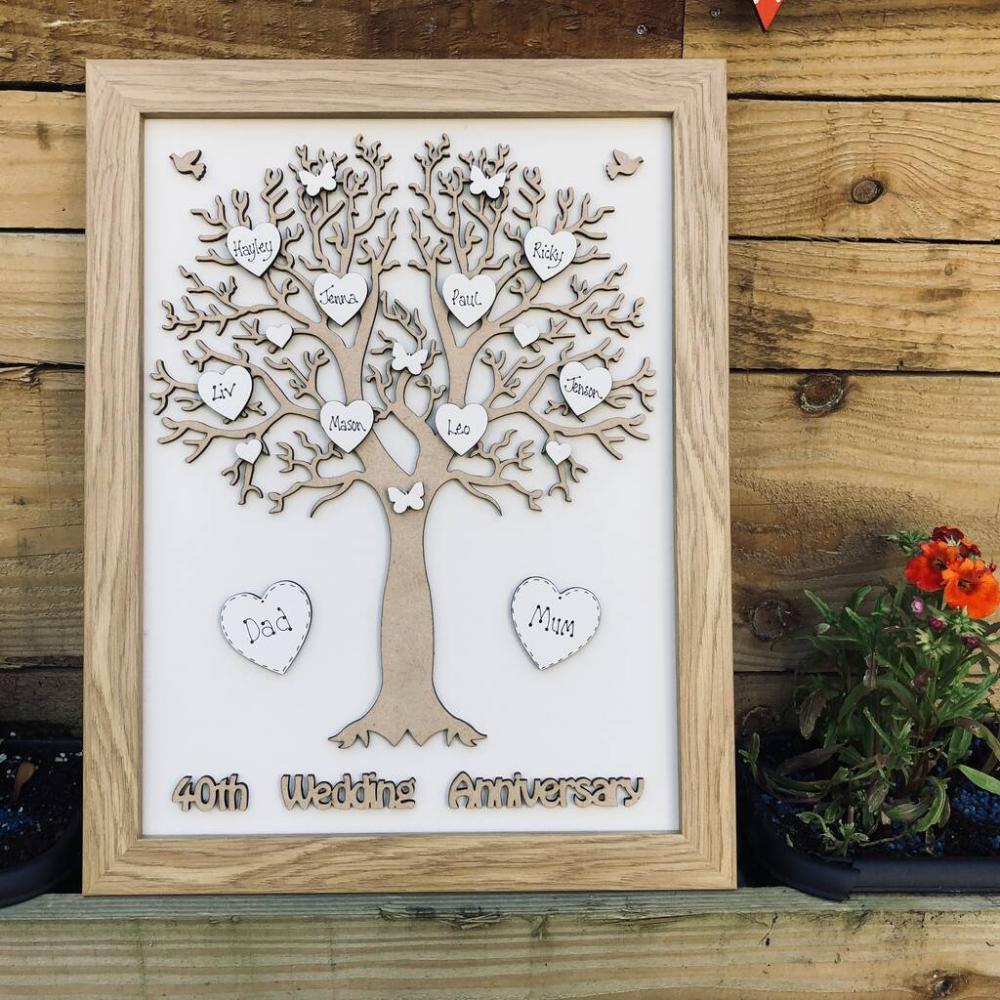 Personalised Anniversary Family Tree Framed Wooden | Picture frames Home Accessories Picture frames