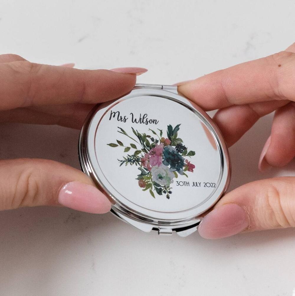 Personalised Hydrangeas Floral Pocket Mirror | Mirrors Home Accessories Mirrors