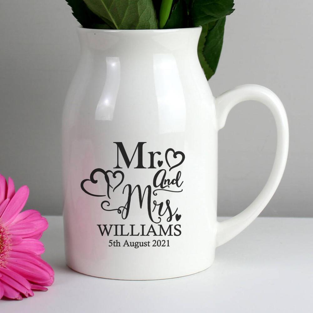 Personalised Mr And Mrs Flower Jug Vase | Vases Home Accessories Vases