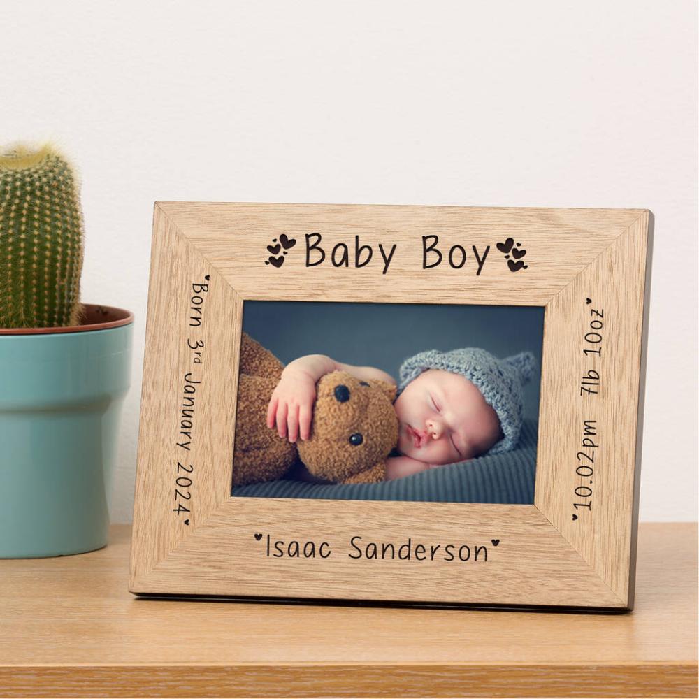 Personalised New Baby Boy Wooden Picture Frame | Picture frames Home Accessories Picture frames