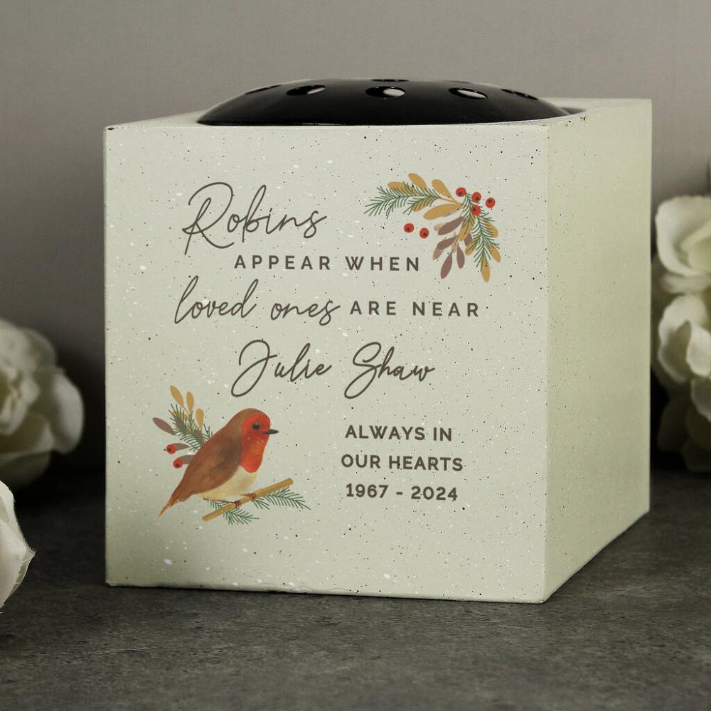 Personalised Robins Appear Memorial Vase | Vases Home Accessories Vases