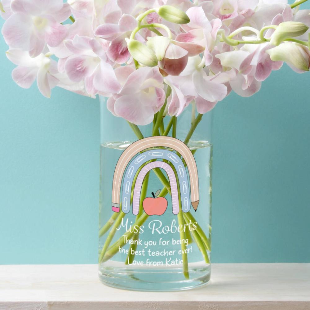 Personalised Teacher Rainbow Glass Flower Vase | Vases Home Accessories Vases