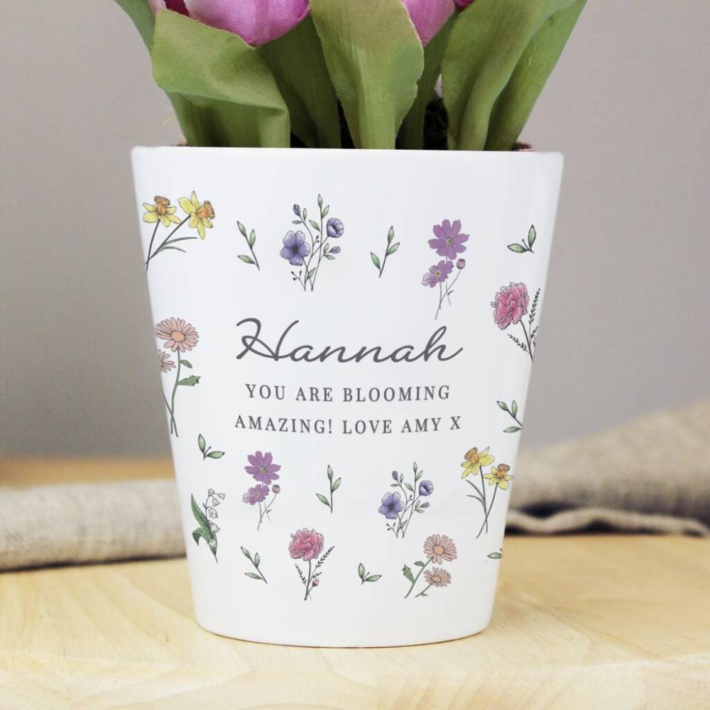 Personalised Wild Flowers Plant Pot | Vases Home Accessories Vases