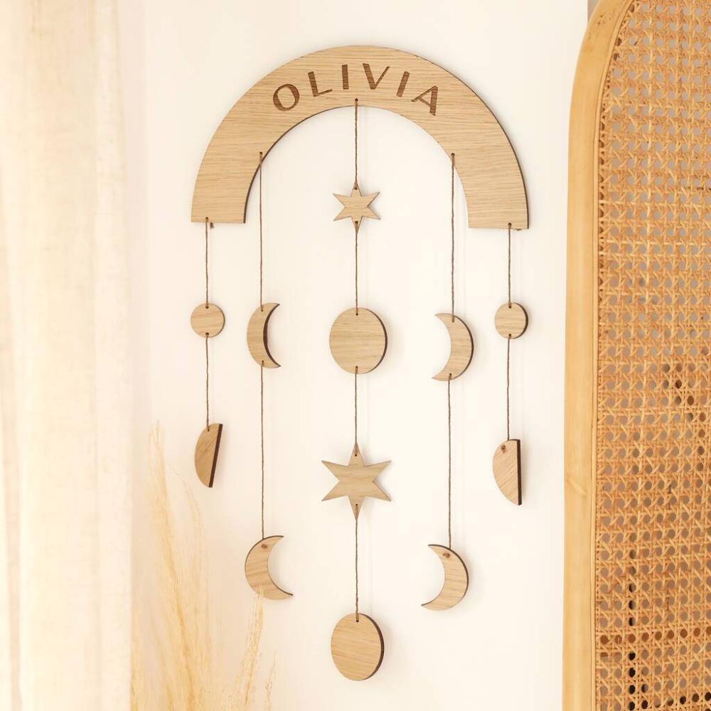 Personalised Wooden Moon Phase Wall Hanging | Mirrors Home Accessories Mirrors