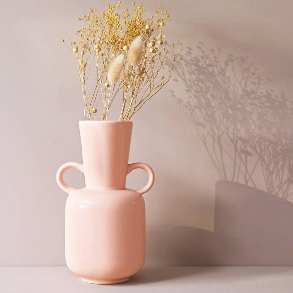 Pink Ceramic Vase With Handles, H20cm | Vases Home Accessories Vases