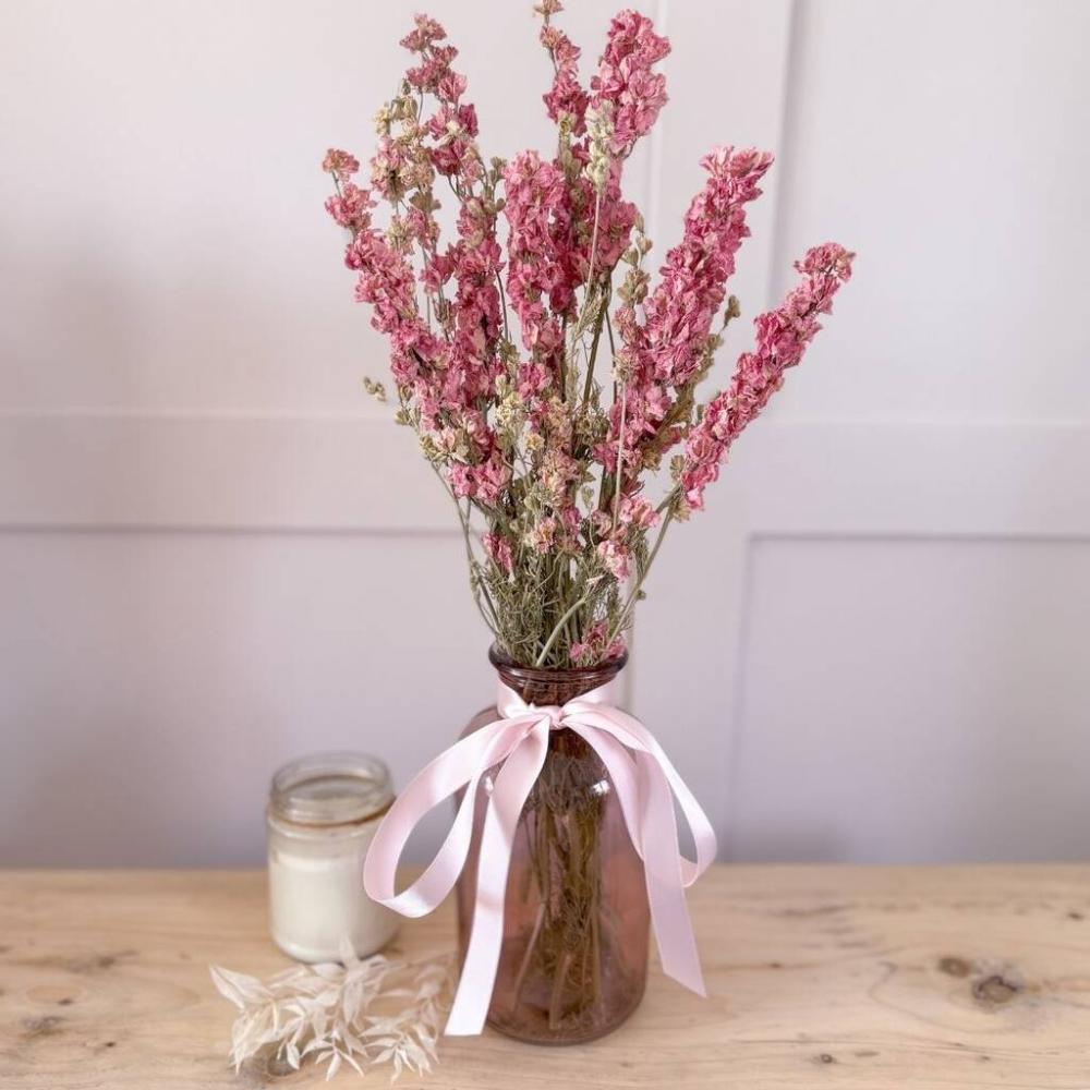 Pink Delphiniums With Vase | Dried flowers Dried flowers Dried flowers