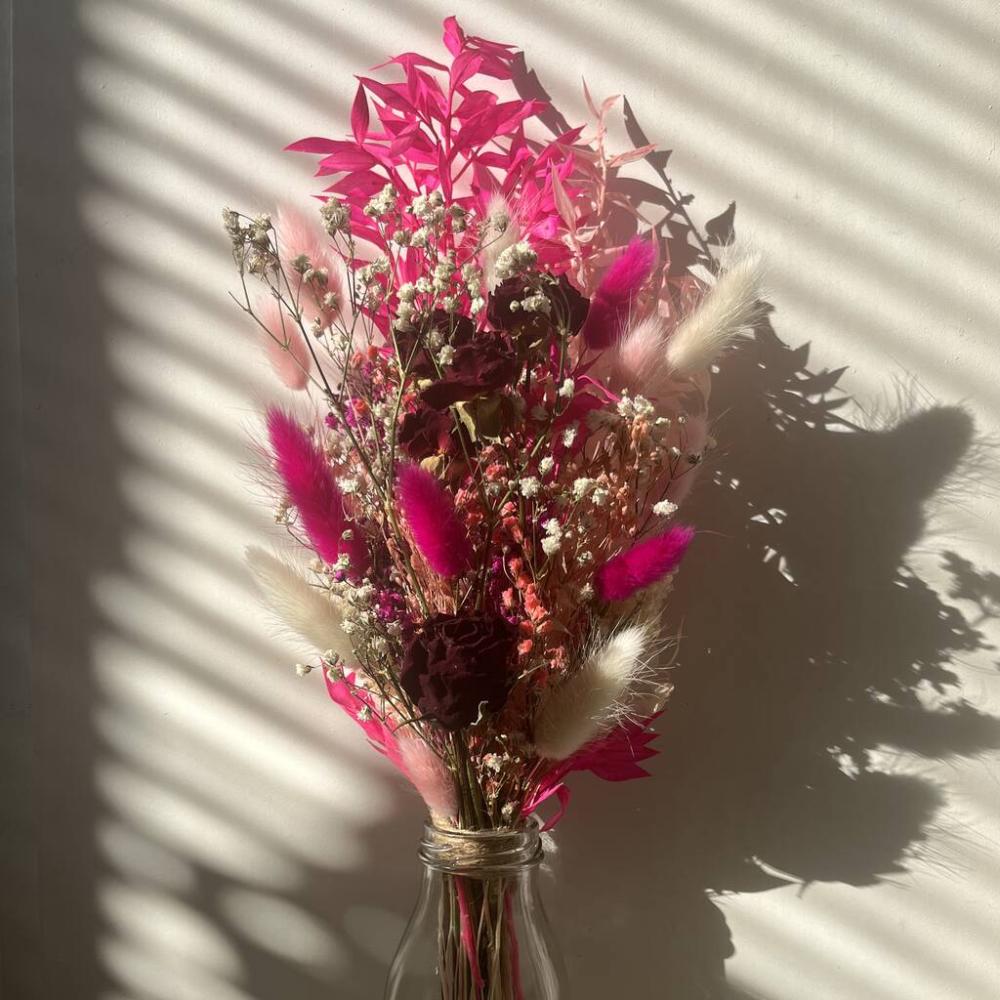 Pink Dried Flower Posy With Jar | Dried flowers Dried flowers Dried flowers