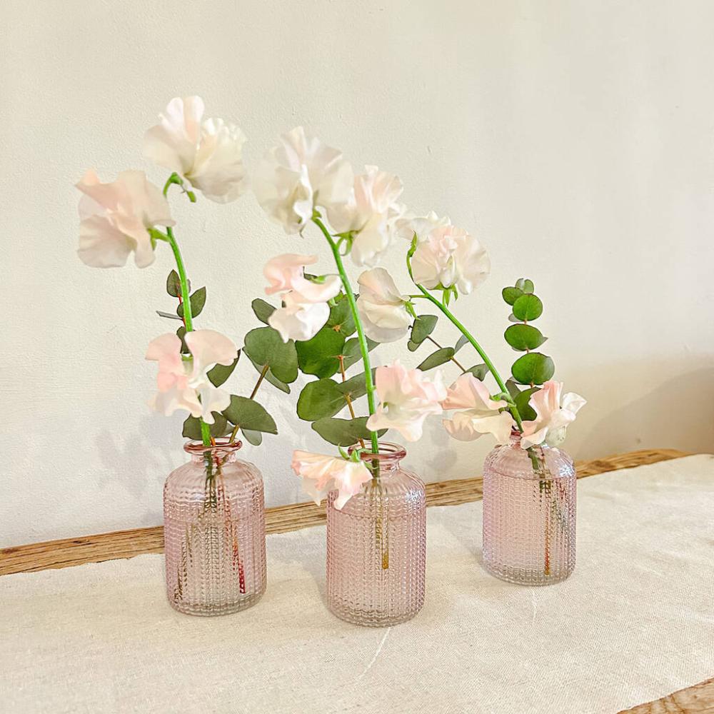 Pink Glass Bottle Vases Set Of Three | Vases Home Accessories Vases