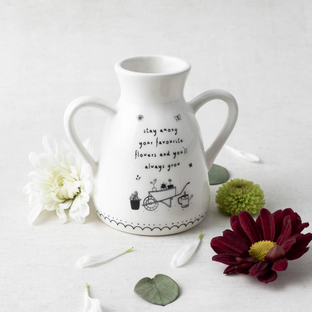 Positive Slogan Twin Handle Ceramic Bud Vase | Vases Home Accessories Vases