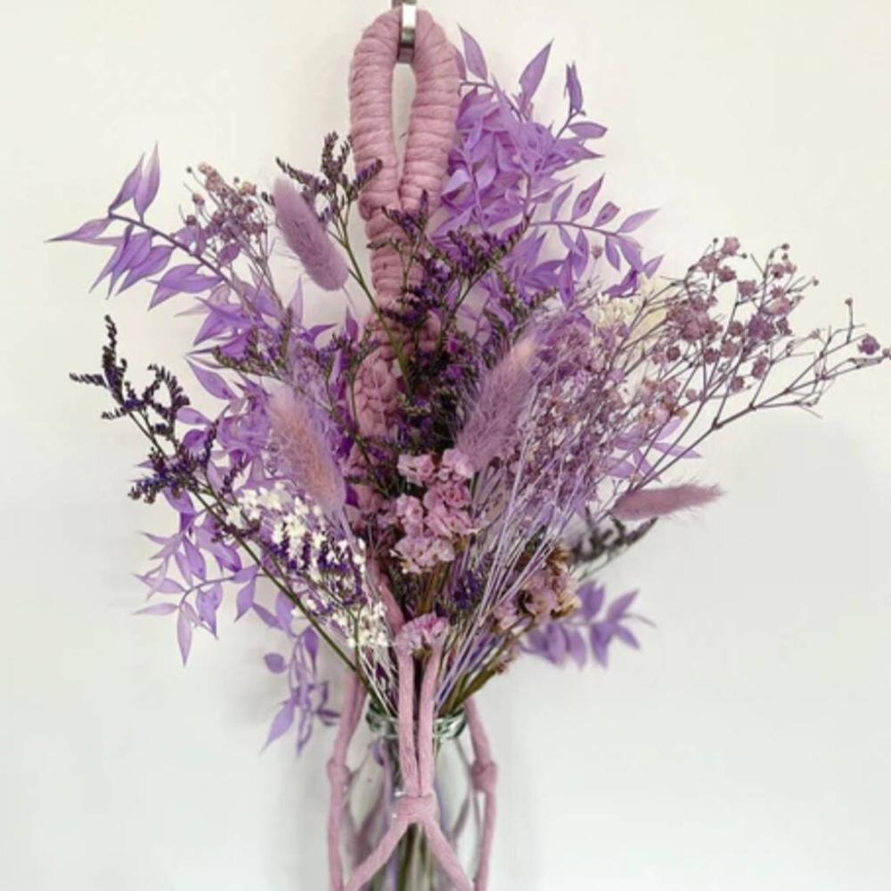 Purple Dried Flower And Macrame Hanger | Dried flowers Dried flowers Dried flowers