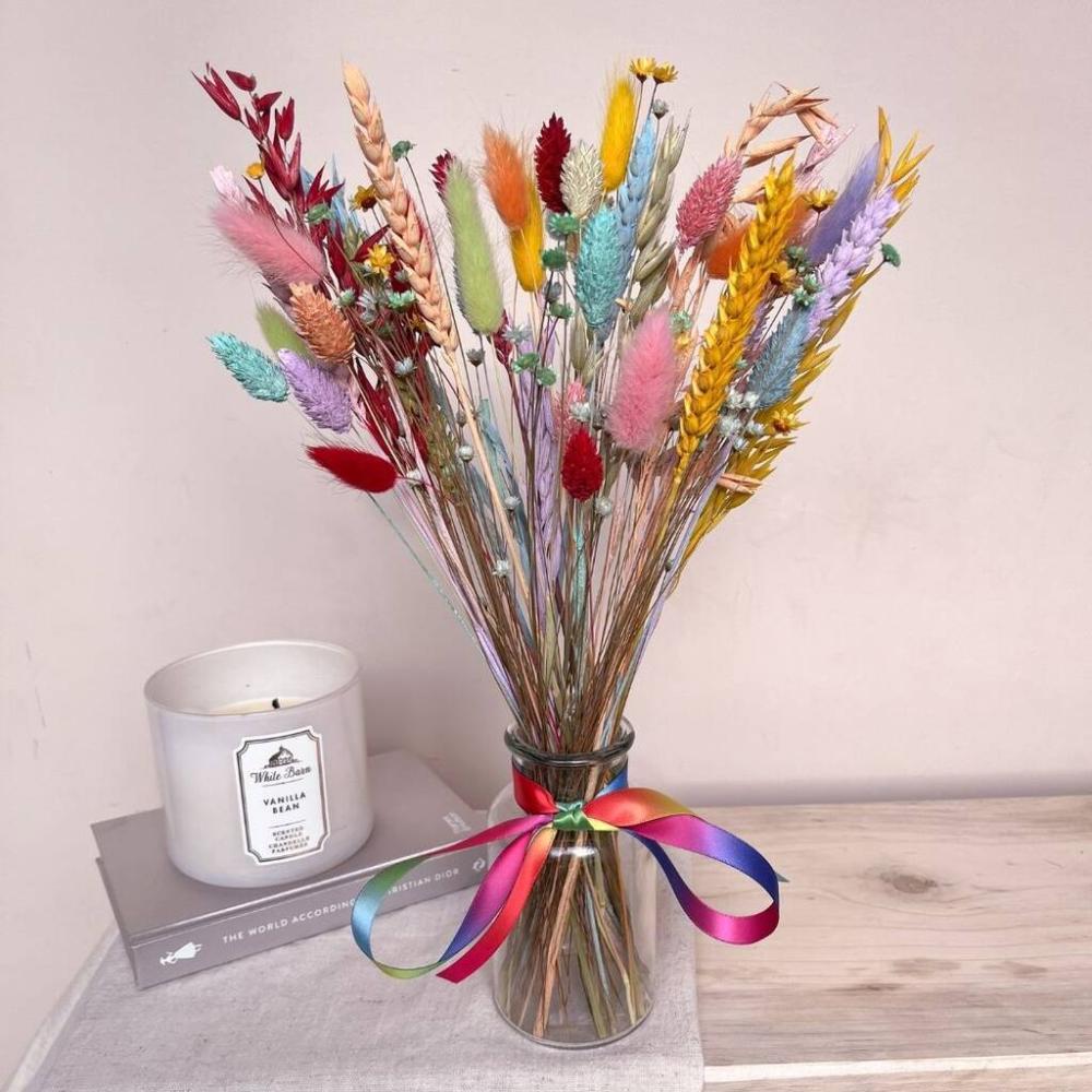 Rainbow Dried Flower Arrangement With Vase | Dried flowers Dried flowers Dried flowers