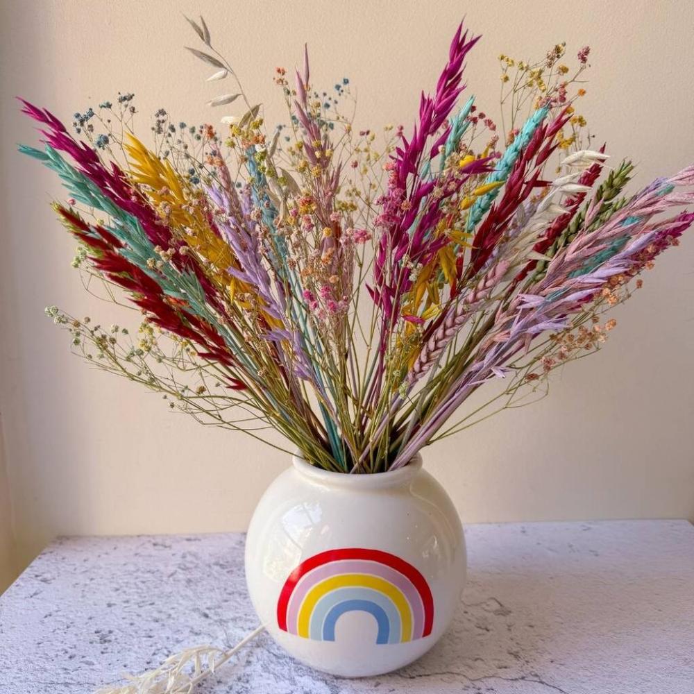 Rainbow Dried Flowers With Vase | Dried flowers Dried flowers Dried flowers