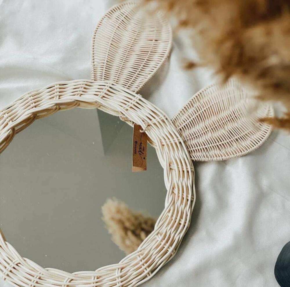 Rattan Bunny Rabbit Mirror | Mirrors Home Accessories Mirrors