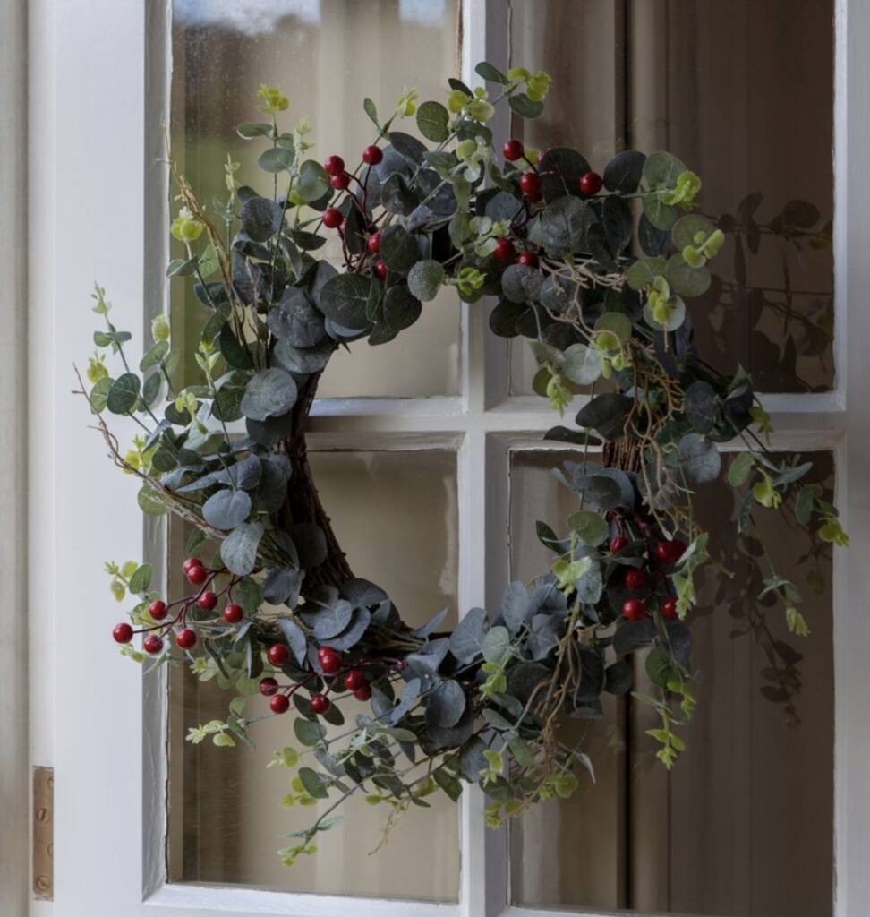 Red Berry And Eucalyptus Faux Wreath | Floral wreaths Floral wreaths Floral wreaths