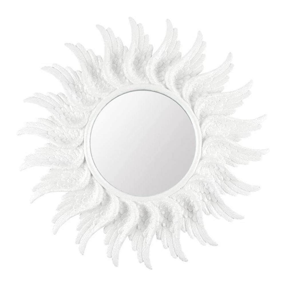 Round White Glitter Angel Wing Mirror | Mirrors Home Accessories Mirrors