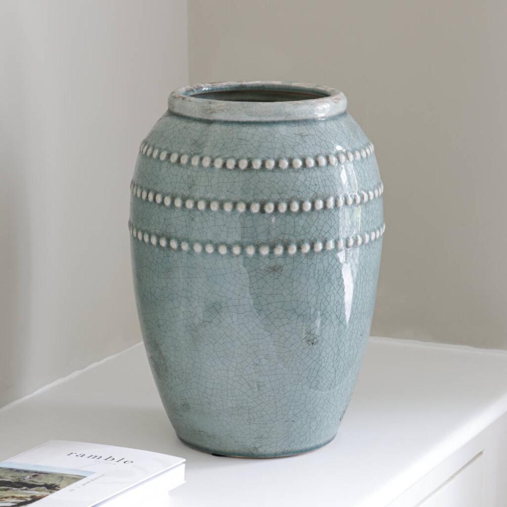 Sea Green Distressed Crackle Vase | Vases Home Accessories Vases