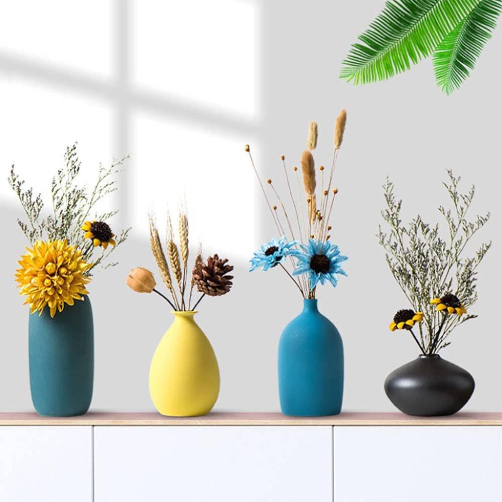 Set Of Four Small Ceramic Mini Matte Flower Vases | Vases Home Accessories Vases