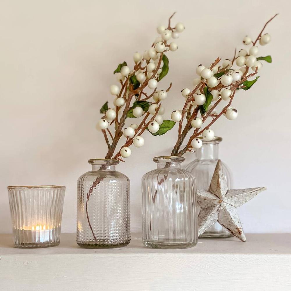 Set Of Two Gold Rim And Clear Glass Bottle Vases | Vases Home Accessories Vases