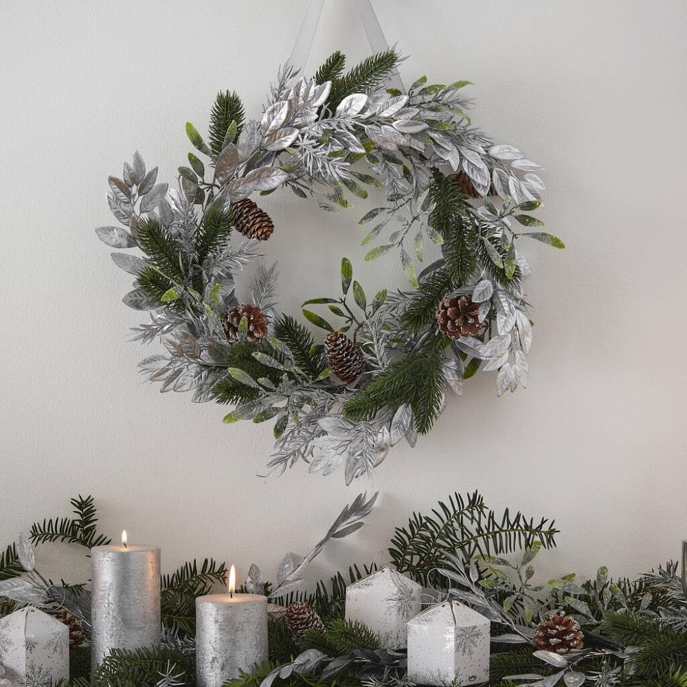 Silver Foliage Christmas Wreath | Floral wreaths Floral wreaths Floral wreaths