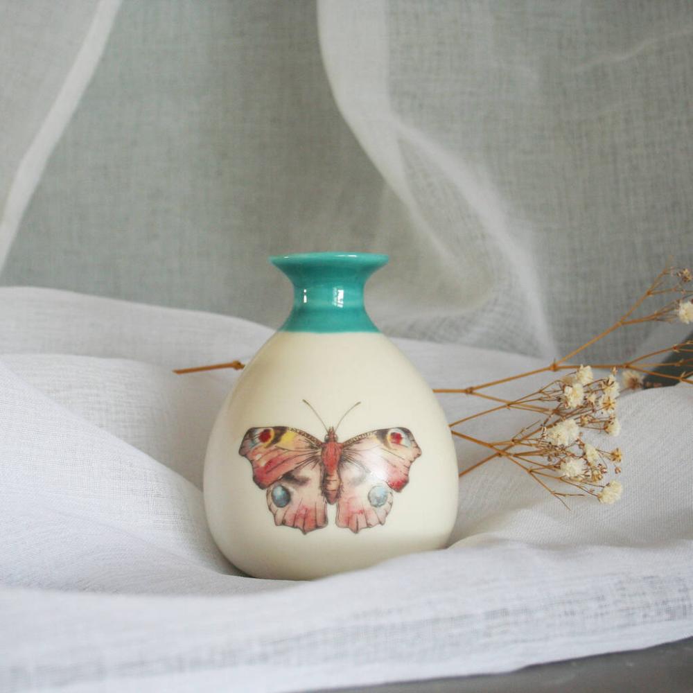 Small Ceramic Butterfly Bud Vase Blue | Vases Home Accessories Vases