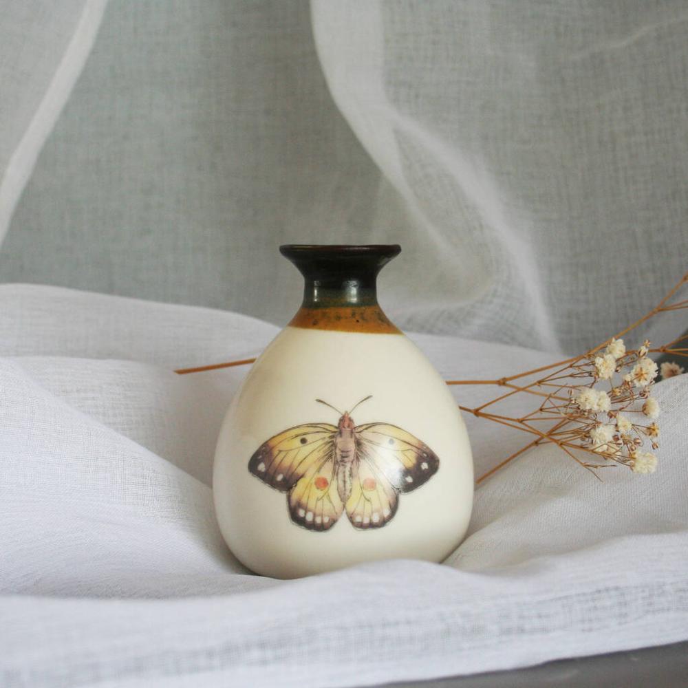 Small Ceramic Butterfly Bud Vase Brown | Vases Home Accessories Vases