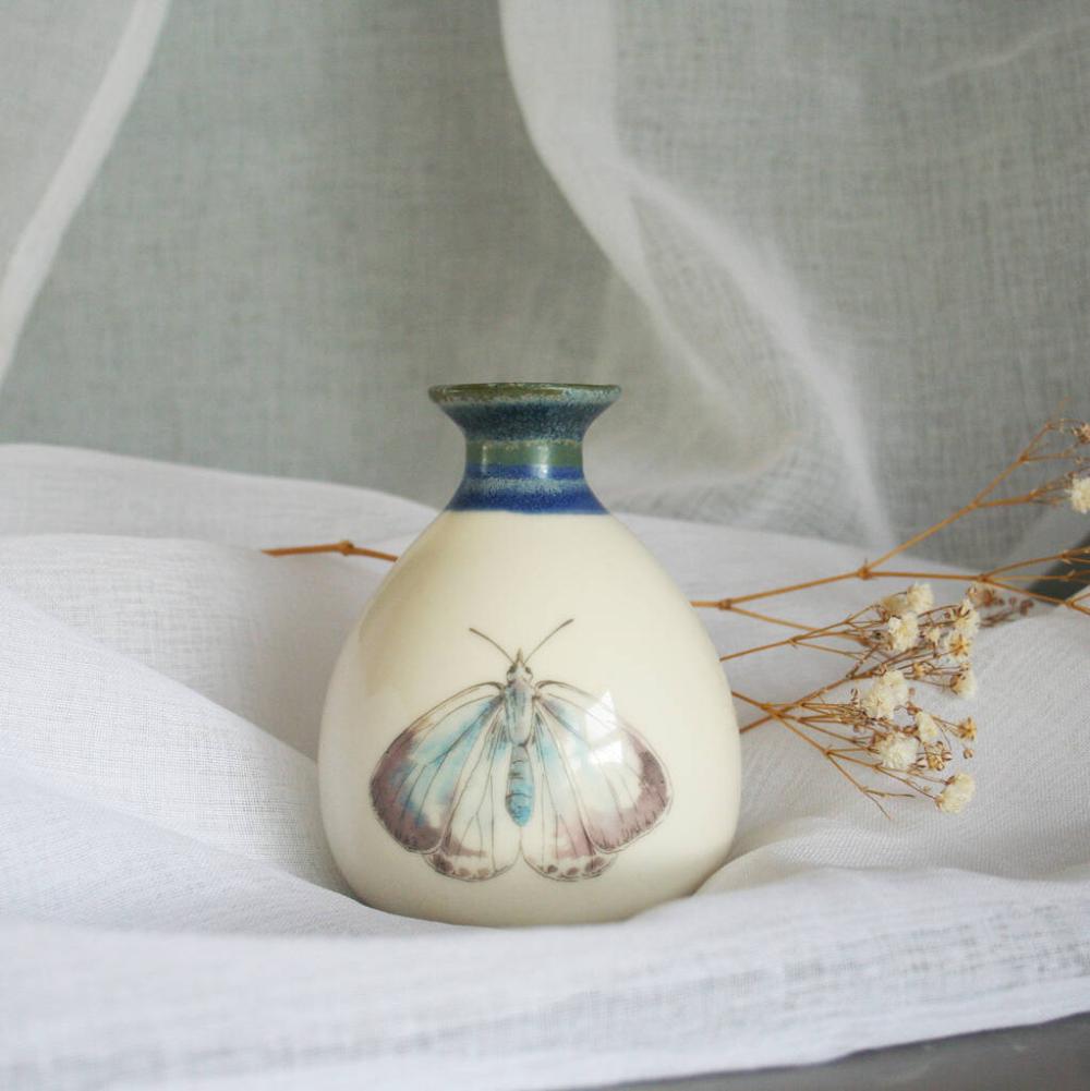 Small Ceramic Butterfly Bud Vase Navy | Vases Home Accessories Vases