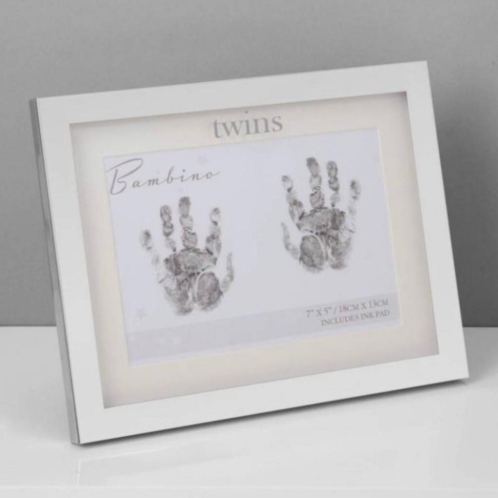 Twin Baby Gift | Silverplated Twin Handprint Frame | Picture frames Home Accessories Picture frames