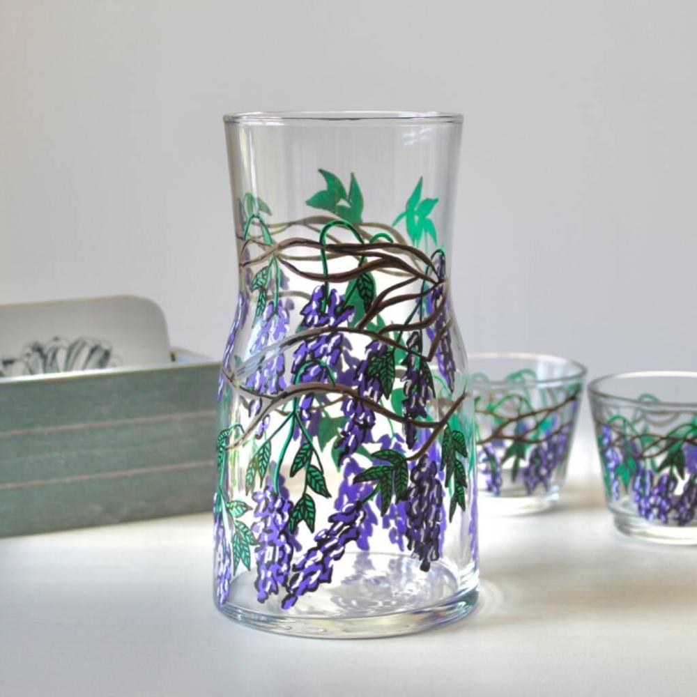 Wisteria Hand Painted Small Glass Vase | Vases Home Accessories Vases