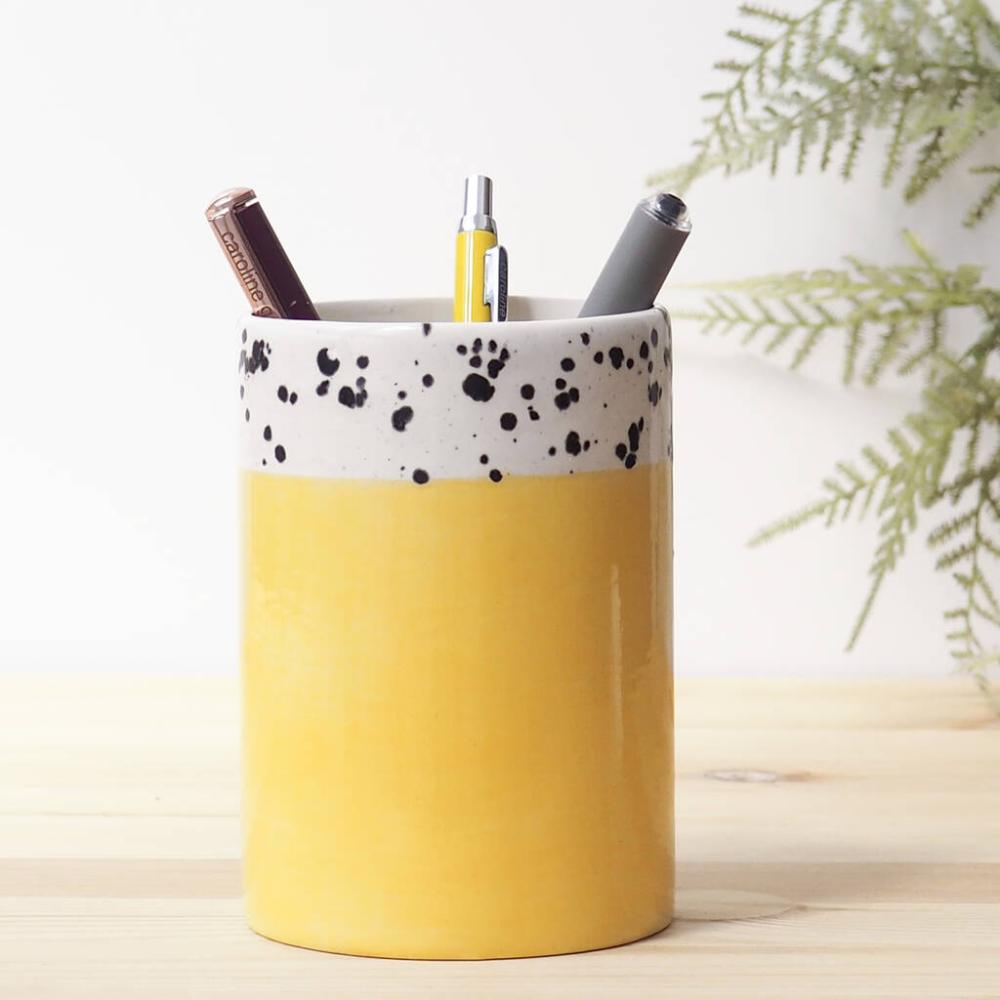 Ceramic Hand Glazed Ochre Pen Pot | Vases Home Accessories Vases