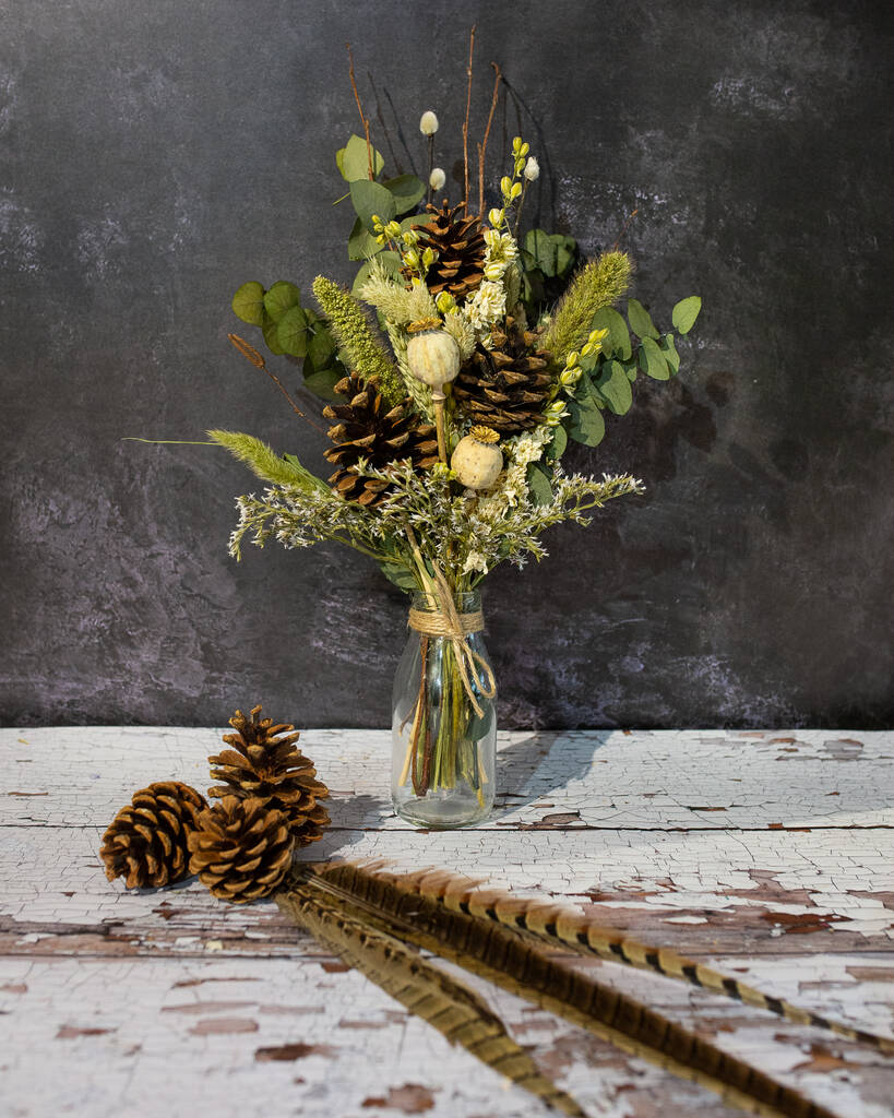 Dried Flowers Made Into A Milk Bottle. Winter Shades | Dried flowers Dried flowers Dried flowers