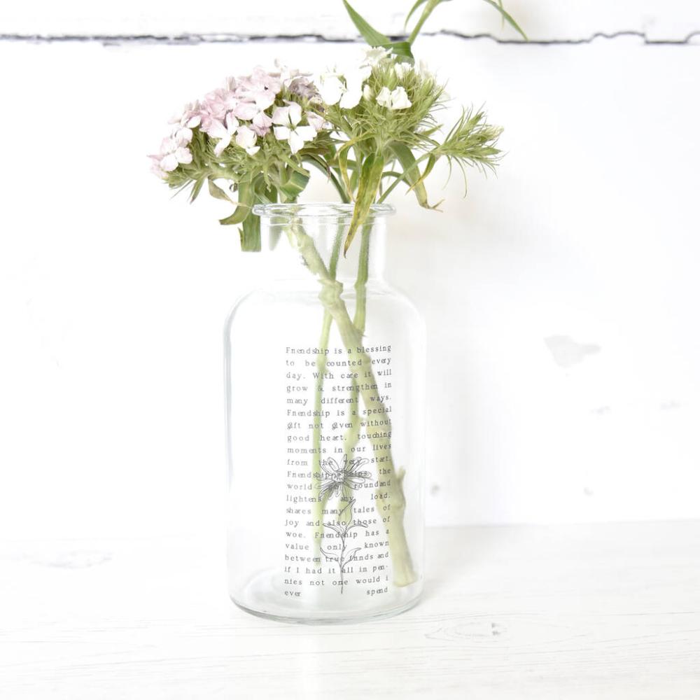 Glass Vase For A Friend With Poem | Vases Home Accessories Vases