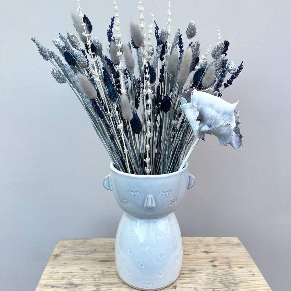 Grey And Navy Dried Flower Arrangement With Vase | Dried flowers Dried flowers Dried flowers