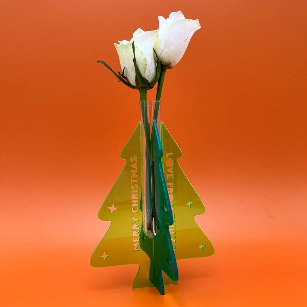 Personalised Christmas Tree Shape Stem Vase | Vases Home Accessories Vases