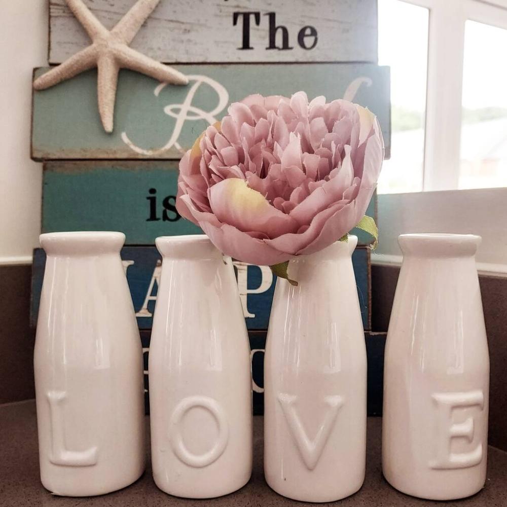 Ceramic White Bottles Set Of Four | Dried flowers Dried flowers Dried flowers