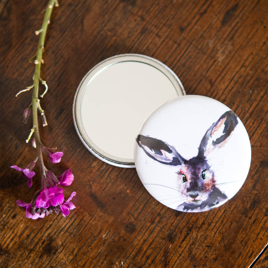 Inky Hare Pocket Compact Mirror | Mirrors Home Accessories Mirrors