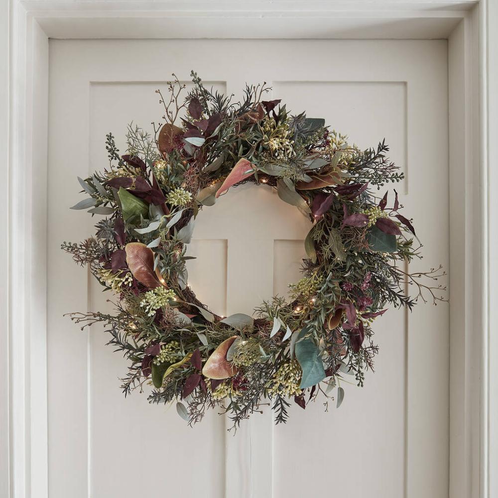 60cm Pre Lit Autumn And Christmas Wreath | Floral wreaths Floral wreaths Floral wreaths